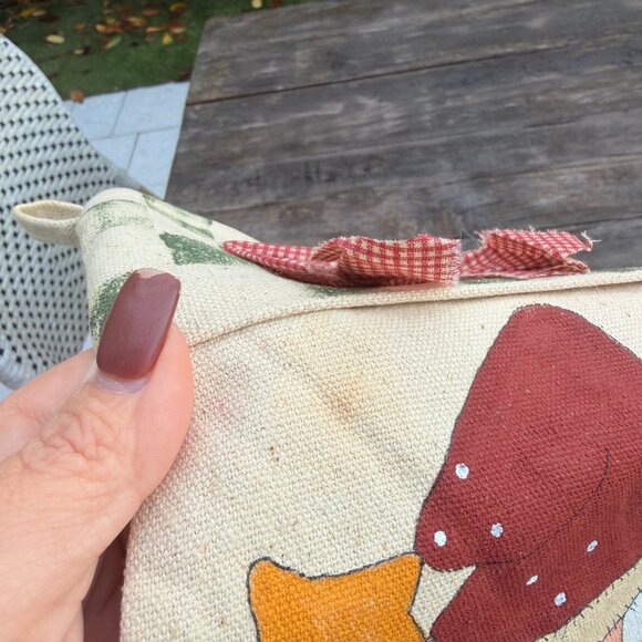 Vintage 1995 Hand Painted Signed Christmas Stocking Santa Fabric Bow Folk Art - Picture 6 of 6